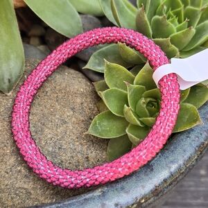 $6 with Bundle Glass Beaded Bracelet Roll-on  Bohemian Hippie Pink